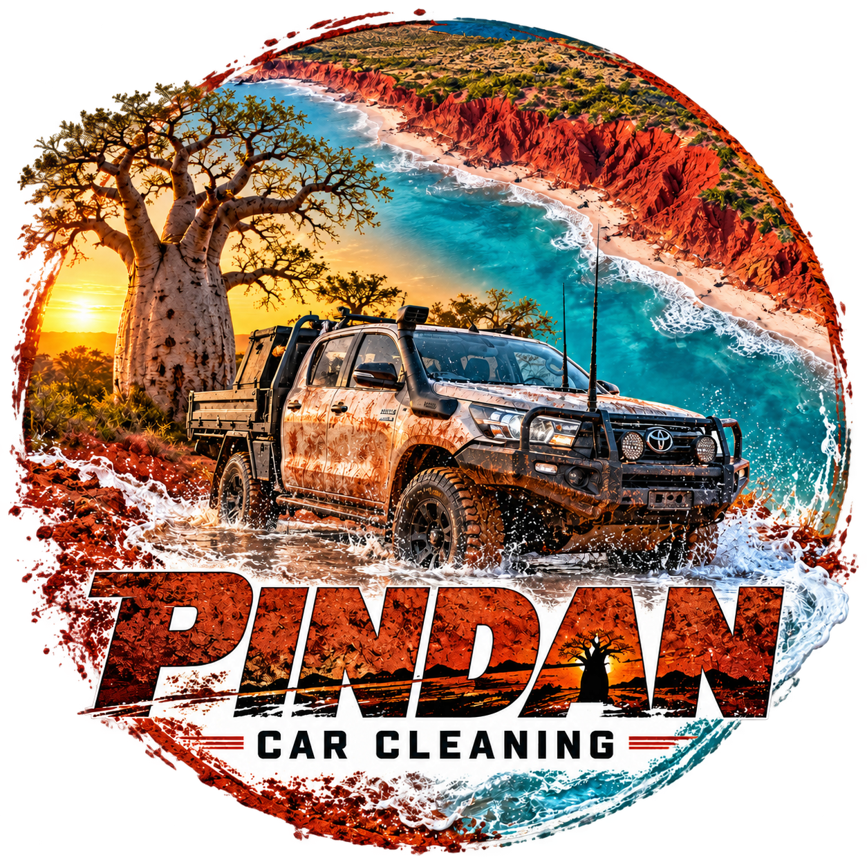 Pindan Car Cleaning Kimberley boab and Hilux emblem
